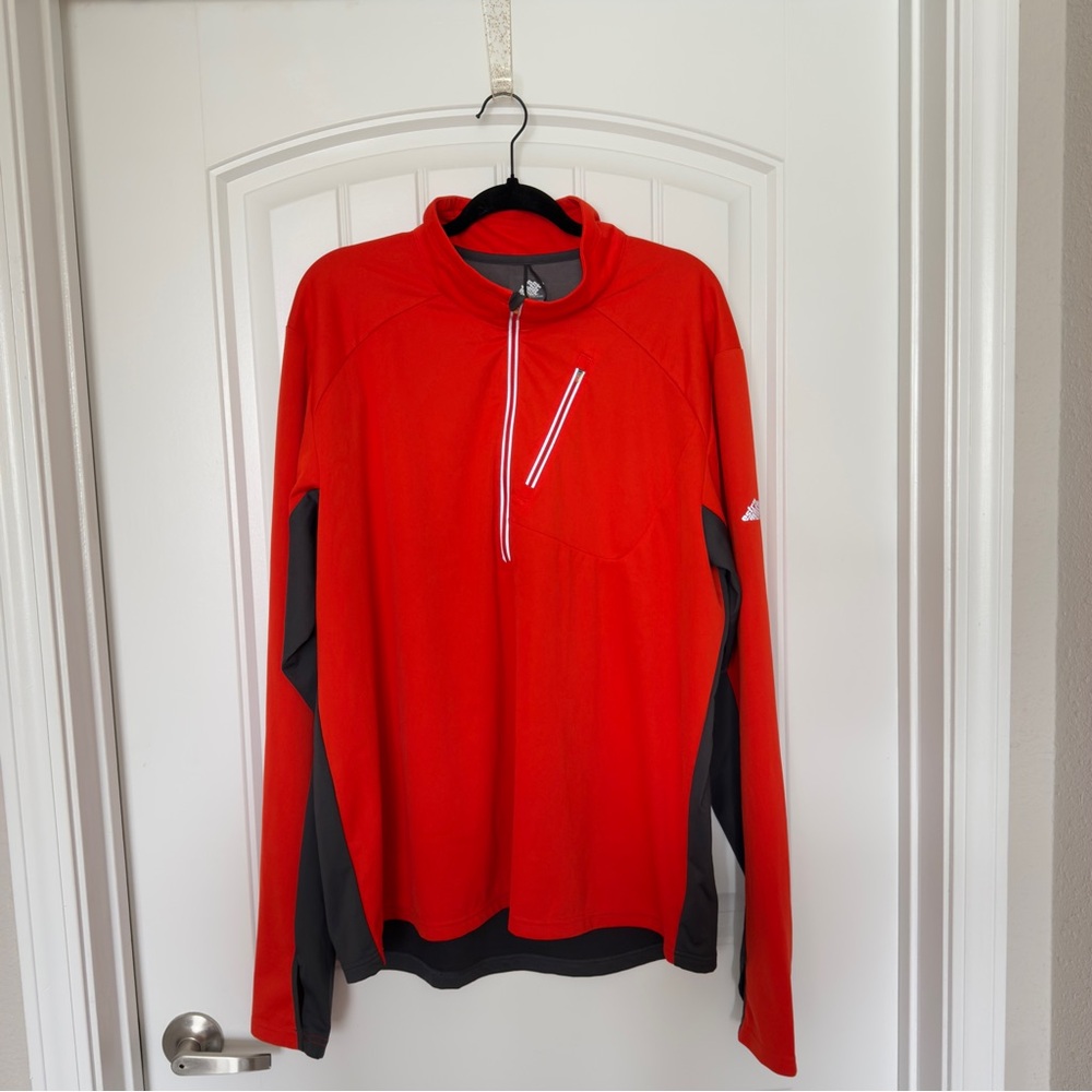 Men‎ Eastern Mountain Sports Gray Orange 1/4 Zip Pullover Sporty Athletic